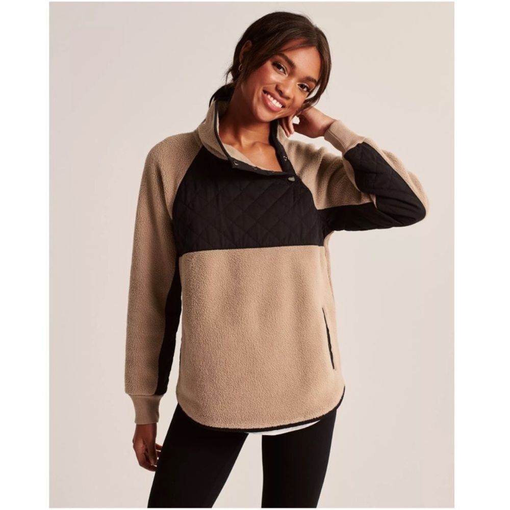 Abercrombie & Fitch Asymmetrical Snap Up Fleece Pullover Size XL Cozy Winter